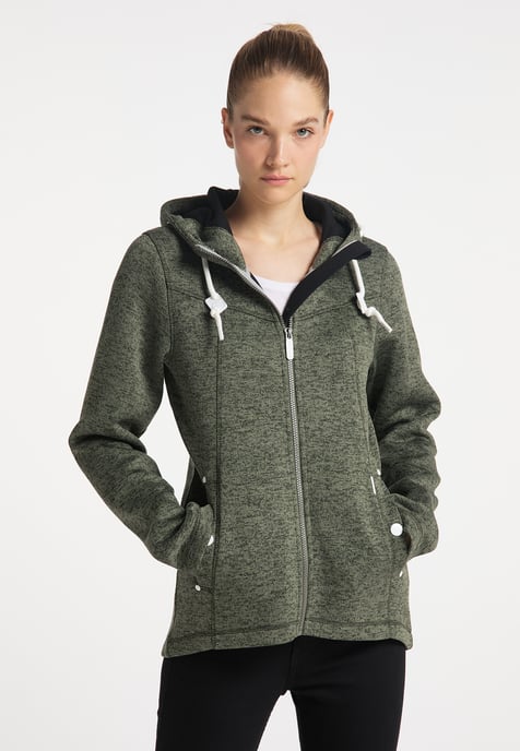 ICEBOUND Knitted fleece jacket women olive melange - Image 2