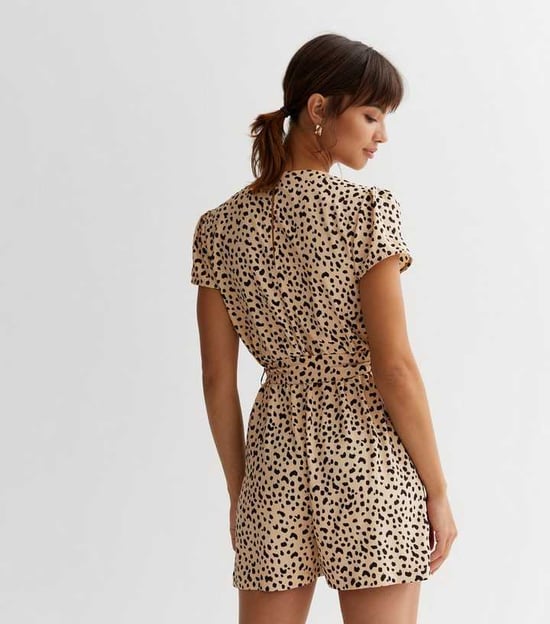 Animal Print Belted Wrap Playsuit