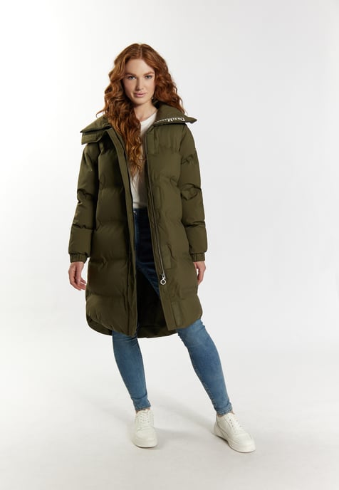 Dreimaster Winterjas met vulling Dames militaire olijf - Image 2