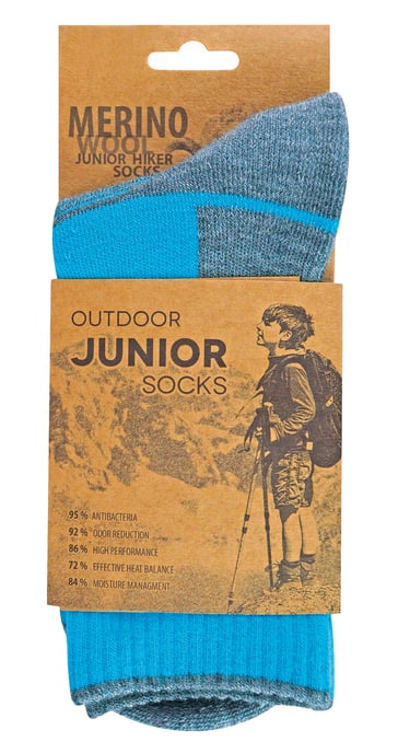 Kids Merino Wool Hiking Socks | Comodo | Anti Blister Socks - Turquoise - Image 2