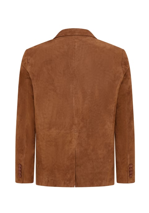 Mens Tan Slim Goat Suede Italian Blazer Jacket-Somero