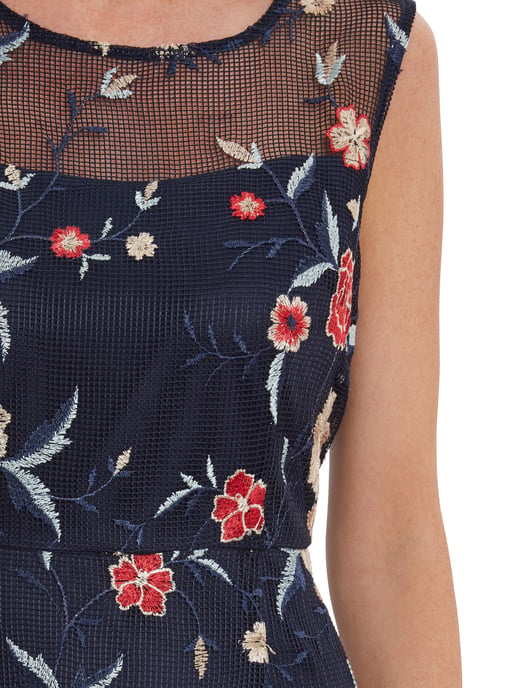 Raviva Embroidery Net Maxi Dress