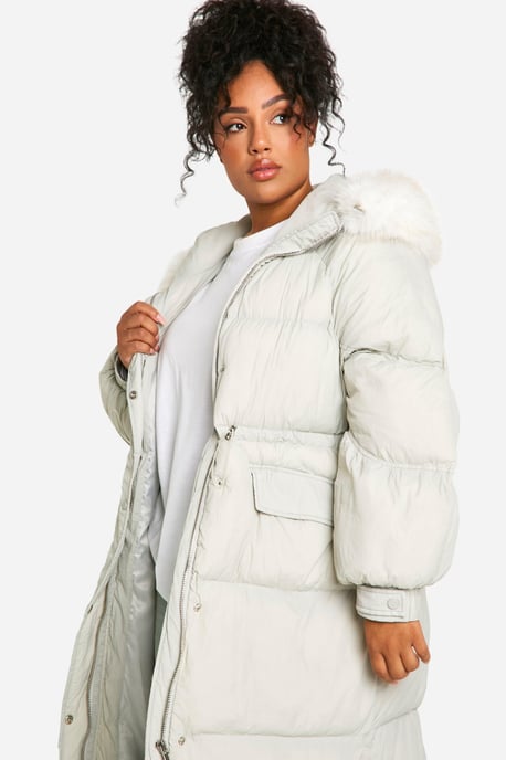 Plus Faux Fur Hood Padded Parka - Image 4