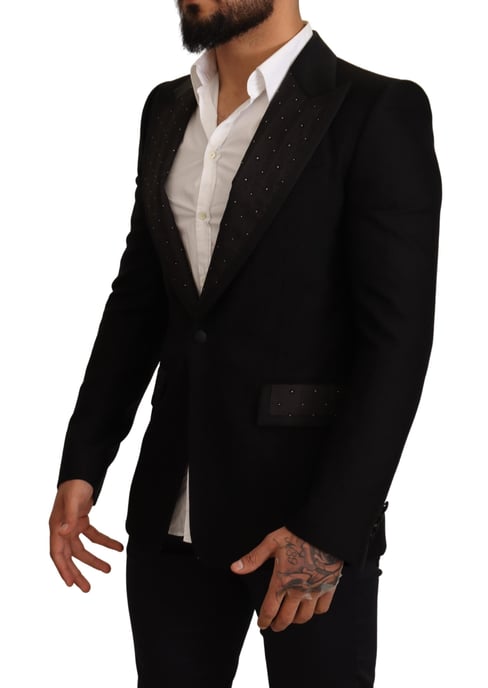 Dolce & Gabbana Mannen Zwart Wollen Slim Fit Jas Blazer Jas - Image 2