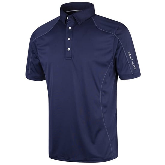 Island Green Mens Topstitched Golf Polo Shirt (Navy) - Image 1