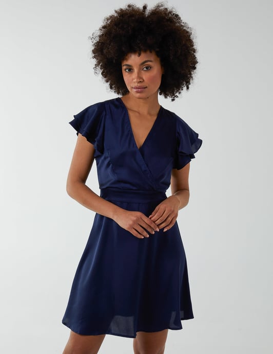 Double Angel Sleeve Wrap Dress