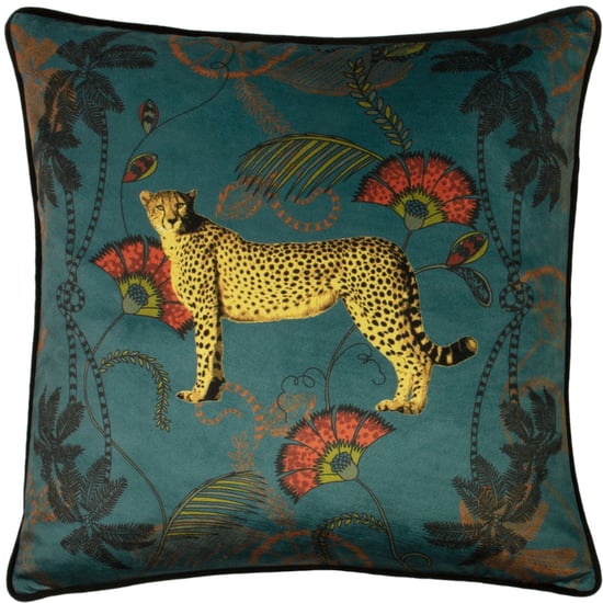 Paoletti Tropical Cheetah Velvet Piped Cushion Cover - Image 1