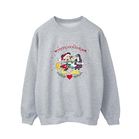 Disney Mens Mickey Mouse Mickey Minnie Christmas Sweatshirt (Sports Grey)