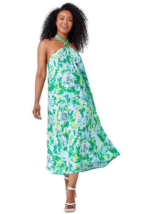 Petite Tie Dye Halterneck Midi Dress