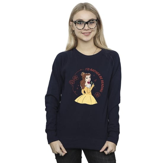 Disney Womens/Ladies Beauty And The Beast I´d Rather Be Reading Sweatshirt (Navy Blue) - Image 2