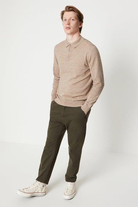 Cotton Rich Long Sleeve Knitted Polo - Image 4