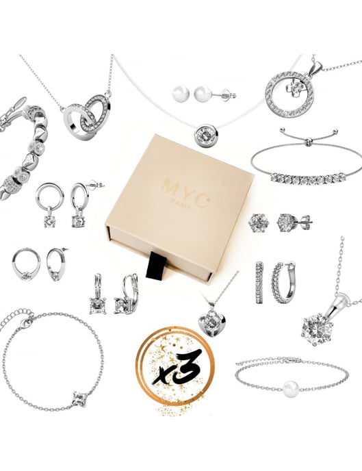 3 överraskningsjuveler i en presentförpackning - Silver och kristall - Image 1