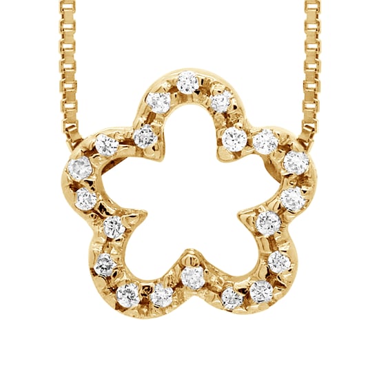 DIADEMA - Necklace with Diamonds - Flower - Yellow Gold