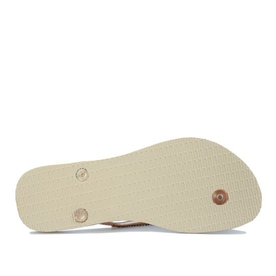 Women's Havaianas Slim Metal Mesh Flip Flops in Sand - Image 3