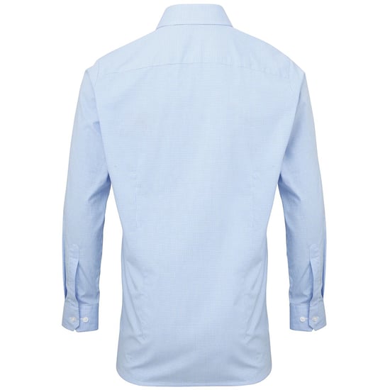 Premier Herenmicrocheck shirt met lange mouwen (Lichtblauw/Wit) - Image 2