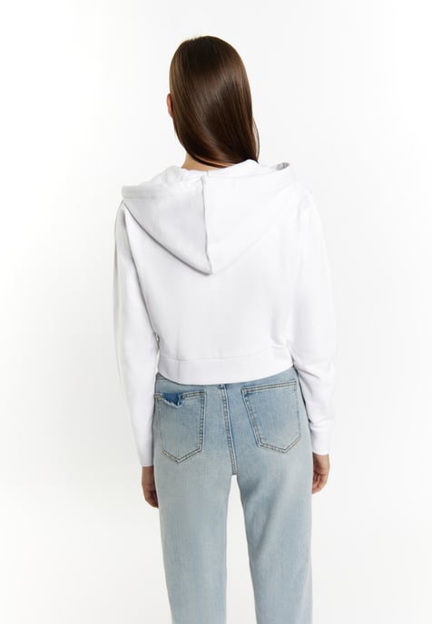 Mymo Bijgesneden hoodie met rits Dames wit - Image 4