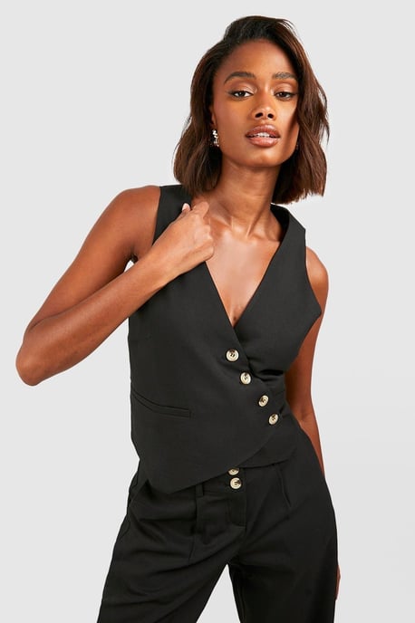 Mock Horn Asymmetric Tailored Waistcoat