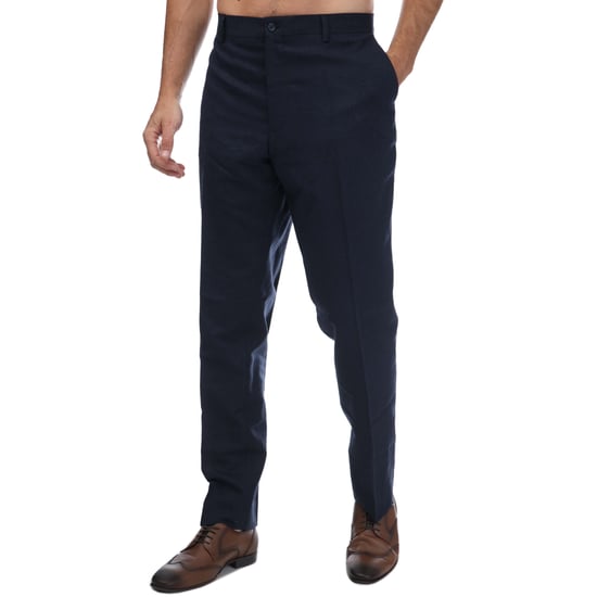 Men's Guide London Italian Cotton and Linen Blend Trousers in Navy - Image 1
