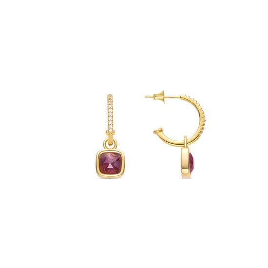 Luxenter Ourhis Earrings with Purple Crystal finished in 18K Yellow Gold