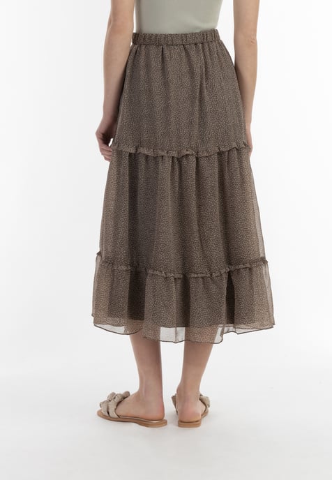 Dreimaster Maxi rok Dames olijf wol wit - Image 4