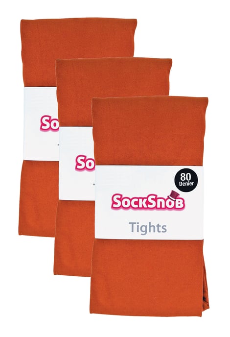 3 Pair Multipack Womens Coloured Opaque 80 Denier Tights | Sock Snob | Plain Block Colour Tights - Potters Clay - Image 2