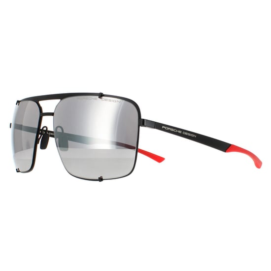 Porsche Design Aviator Mens Black Red Mercury Silver Mirror P8919