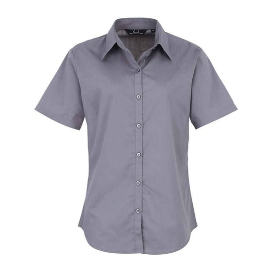 Premier Dames/Dames Popeline Blouse met Korte Mouwen (Staal) - Image 1