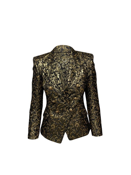 Balmain Metallic Brocade Blazer in Gold Acetate - Image 1