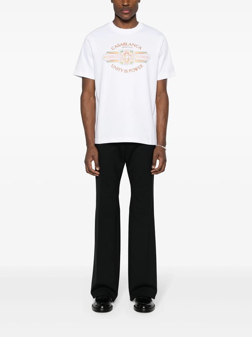 Casablanca Unity Is Power Printed T-Shirt in White - Image 5