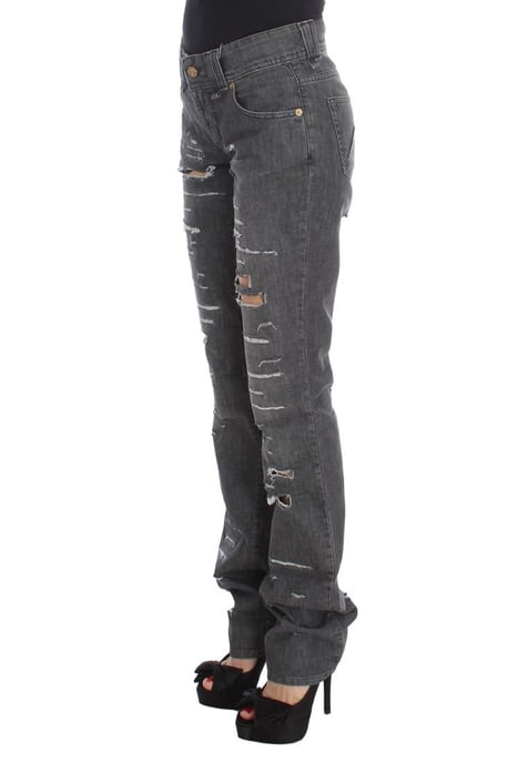 John Galliano Dam Gråtvättad Bomulls Torn Rakt Snitt Jeans - Image 2