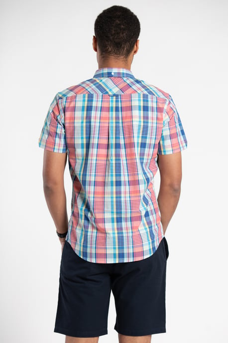 Rose Cotton Check Short-Sleeve Shirt