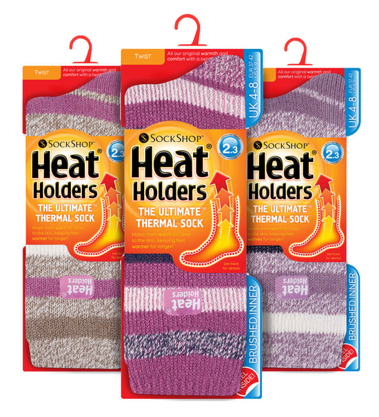 HEAT HOLDERS - 3-pack Multipack isolerade termosockor för damer för vintern - Block Stripe - Image 2
