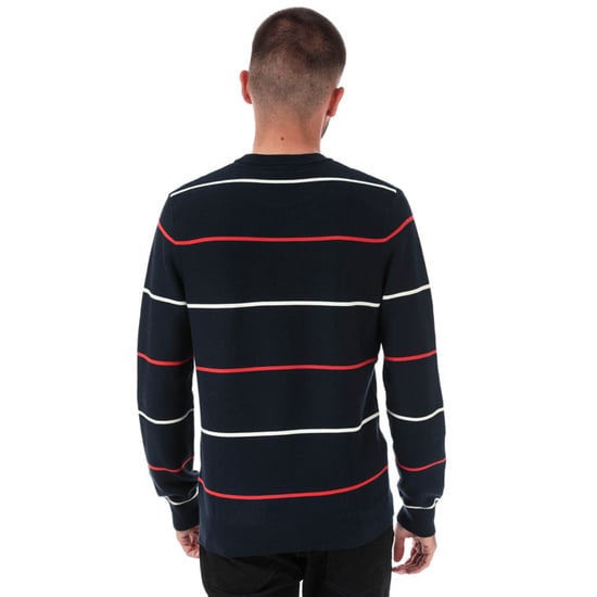 Men's Lacoste Crew Neck Striped Cotton Sweatshirt in Blue - Image 2