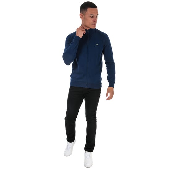 Men's Lacoste Stand-Up Collar Cardigan in Blue