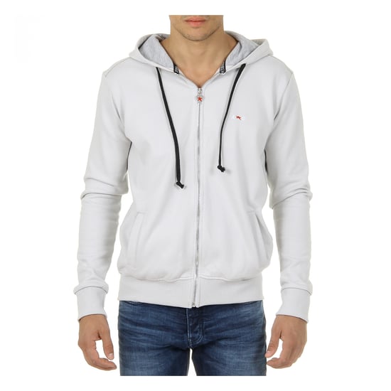 Andrew Charles Mens Hoodie with Zip Long Sleeves Round Neck Light Grey FELA