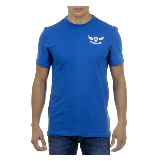 Andrew Charles Mens T-Shirt Short Sleeves Round Neck Blue KEITA