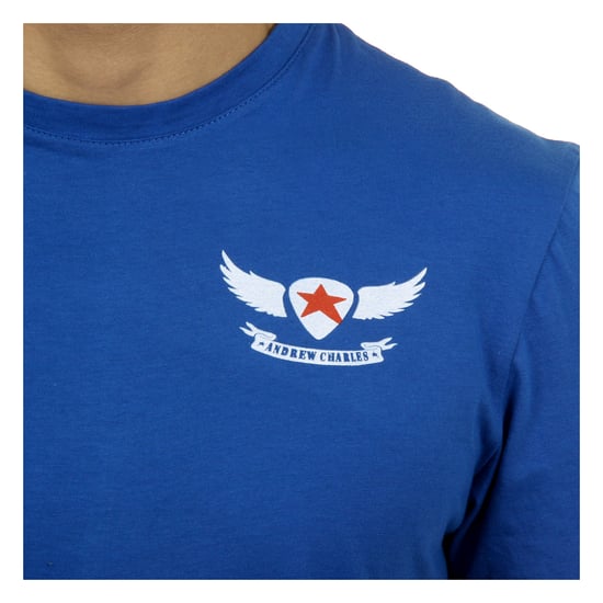 Andrew Charles Mens T-Shirt Short Sleeves Round Neck Blue KEITA