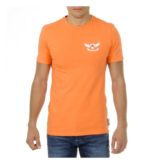Andrew Charles Mens T-Shirt Short Sleeves Round Neck Orange KEITA