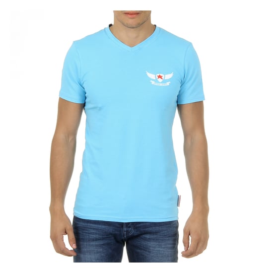 Andrew Charles Mens T-Shirt Short Sleeves V-Neck Light Blue KENAN