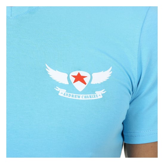 Andrew Charles Mens T-Shirt Short Sleeves V-Neck Light Blue KENAN