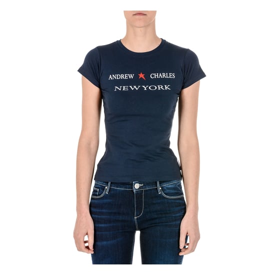 Andrew Charles Womens T-Shirt Short Sleeves Round Neck Blue TARANA