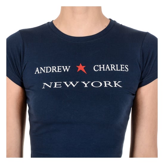 Andrew Charles Womens T-Shirt Short Sleeves Round Neck Blue TARANA