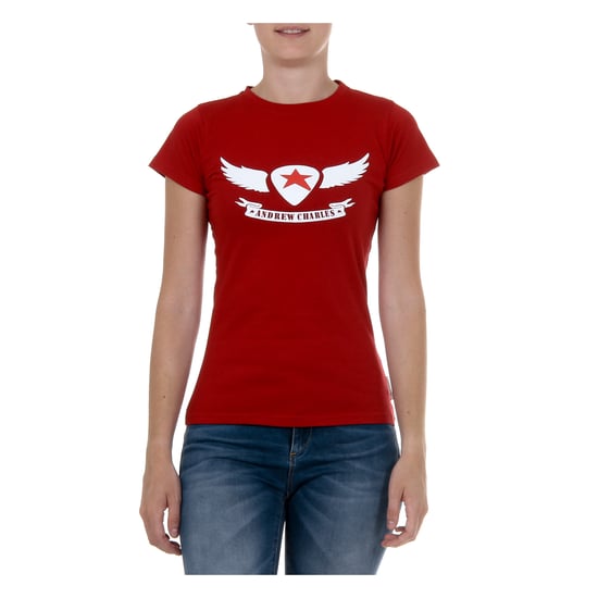 Andrew Charles Womens T-Shirt Short Sleeves Round Neck Red TARANA