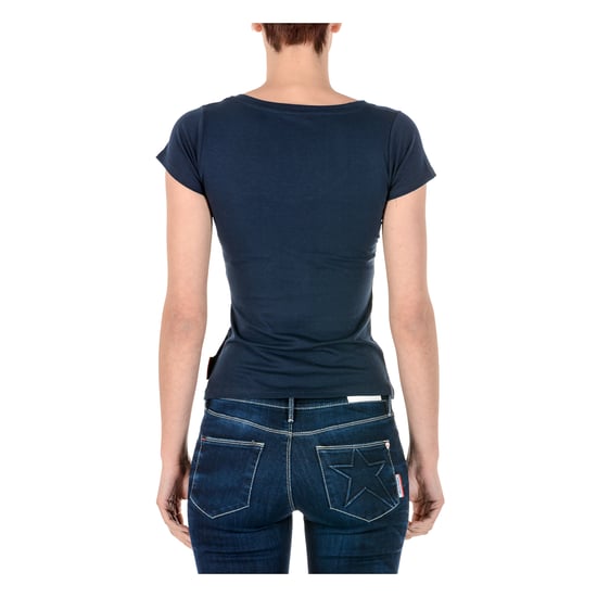 Andrew Charles Womens T-Shirt Short Sleeves V-Neck Blue TAPIWA