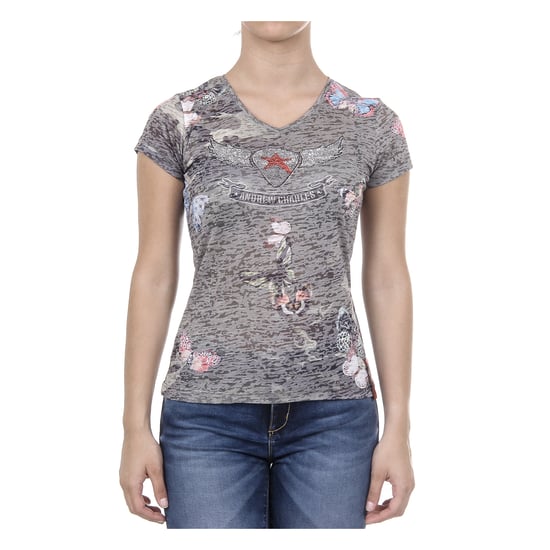 Andrew Charles Womens T-shirt Short Sleeves V-Neck Dark Green STELLA