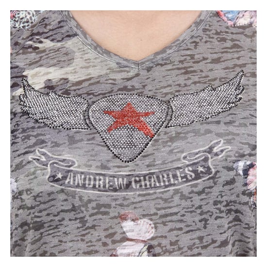 Andrew Charles Womens T-shirt Short Sleeves V-Neck Dark Green STELLA