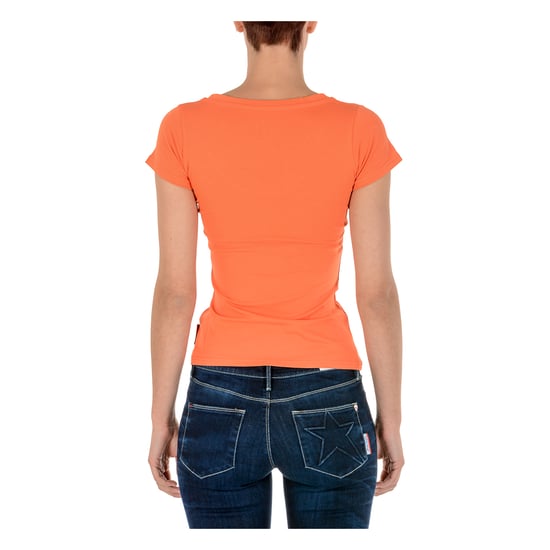 Andrew Charles Womens T-Shirt Short Sleeves V-Neck Orange TAPIWA