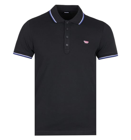 Diesel D Logo Black Tipped Polo Shirt - Image 1