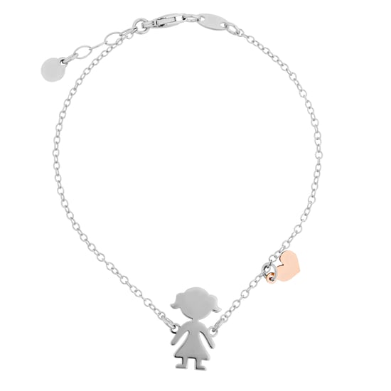 Orphelia 'Lyra' Women's 925 Sterling Silver Set: Chain + Bracelet + Earrings - Silver/Rose SET-7390 - Image 3