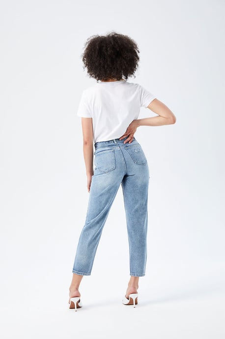 Blue Ripped Mom Jean